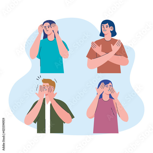 four irritated persons