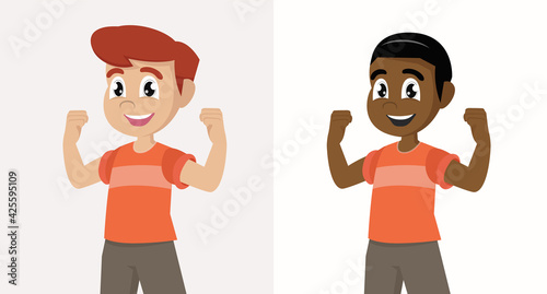 Boy with strong and healthy body., vector eps10 