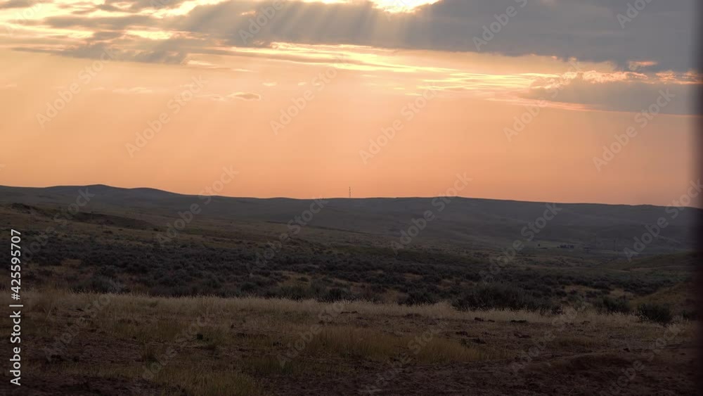 Wide Angle of Vast Western Scenery with Golden Sunset Wide Angle of Vast Western Scenery with Golden Sunset