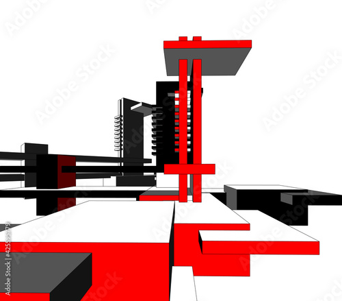 architectural drawing 3d vector illustration