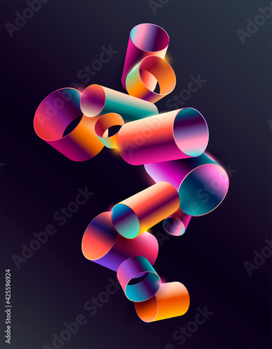 Colorful 3D rings. Abstract vector illustration.