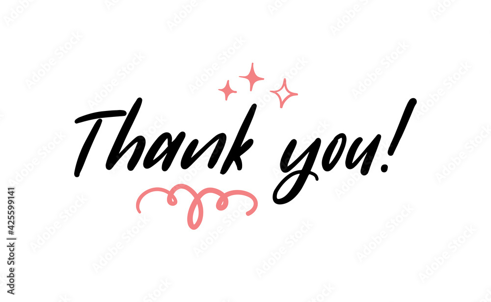 Fototapeta premium Thank You handwritten inscription. Hand drawn lettering calligraphy. Vector illustration.