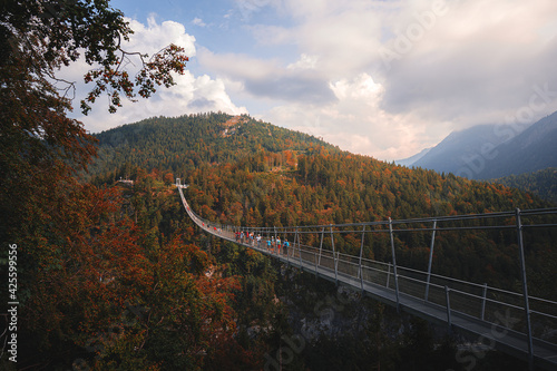 Suspension Bridge Highline 179 in the Alps, Austria.