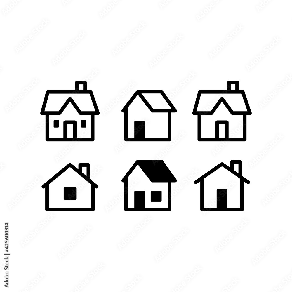 House vector icon set. Home simple linear symbols.