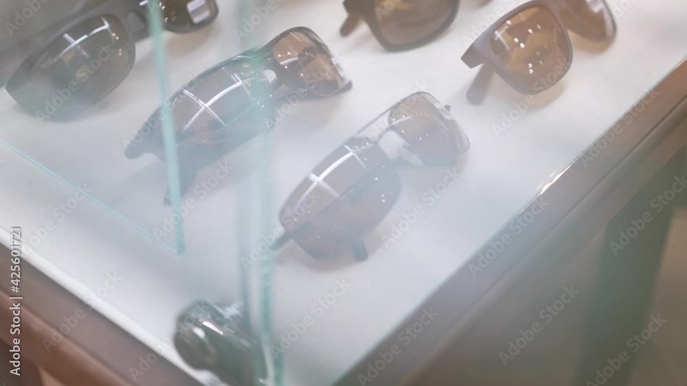 Illuminated Shop Shelves With Sunglasses Illuminated Shop Shelves With Sunglasses