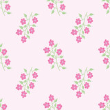 Six petal flower seamless vector pattern. Cute doodle floral illustration background.