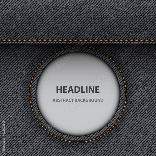 Black denim design with round frame and stripe