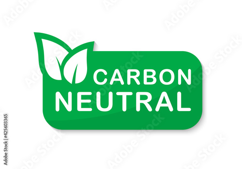 Carbon neutral logo. CO2 free green sign. Ecology no pollution label. Vector illustration.