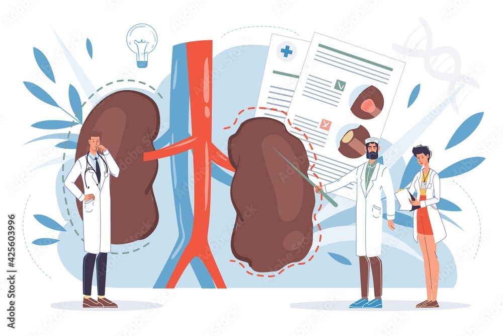 Cartoon flat doctor characters at work,physicians with medical devices