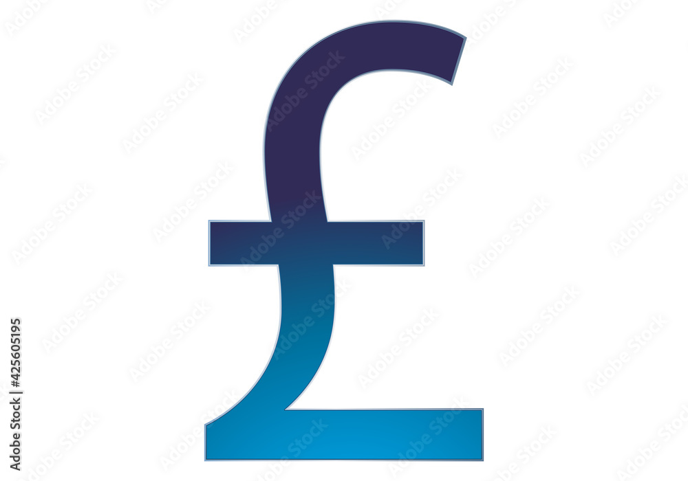 Icono azul de la moneda de libra en fondo blanco. Icono azul de la moneda de libra en fondo blanco.