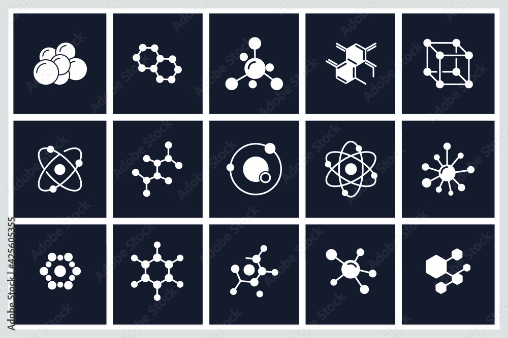 Set of Molecule Icon. Molecule pack symbol template for graphic and web design collection logo vector illustration Set of Molecule Icon. Molecule pack symbol template for graphic and web design collection logo vector illustration