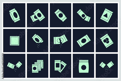 Set of Sachet icon. Sachet pack symbol template for graphic and web design collection logo vector illustration