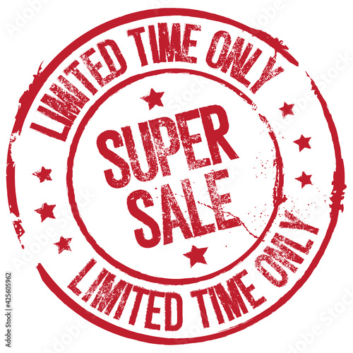 Super Sale. Grungy Red Stamp.