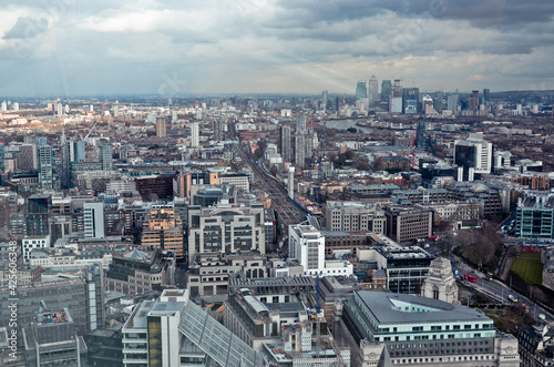 LONDON  GREAT BRITAIN  Scenic aerial view of the cityscape from Sky Garden observation deck