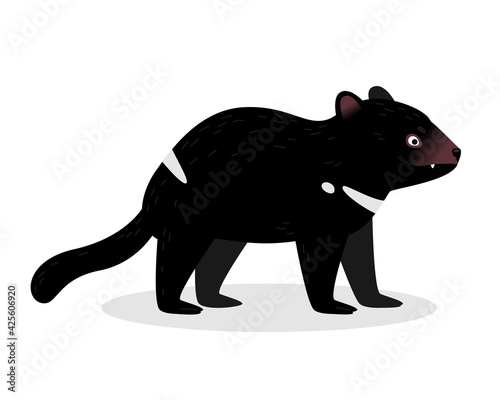 Tasmanian devil in a realistic style isolated on a white background. Animals of Australia.