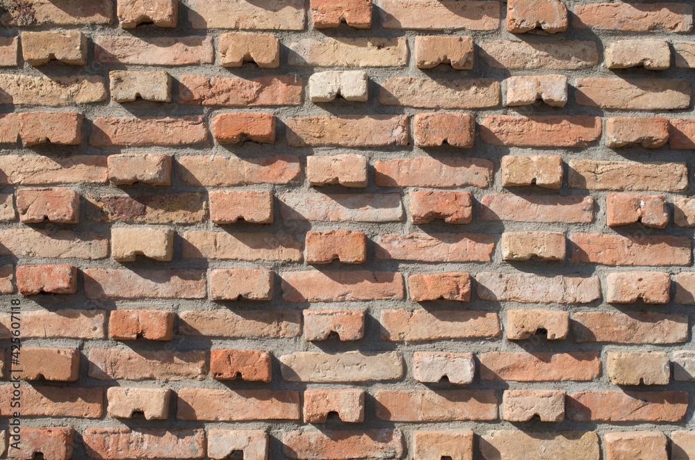 New colorful decorative bricks wall  closeup