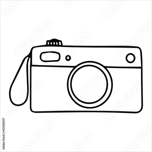 Vector illustration with a camera. Doodle camera