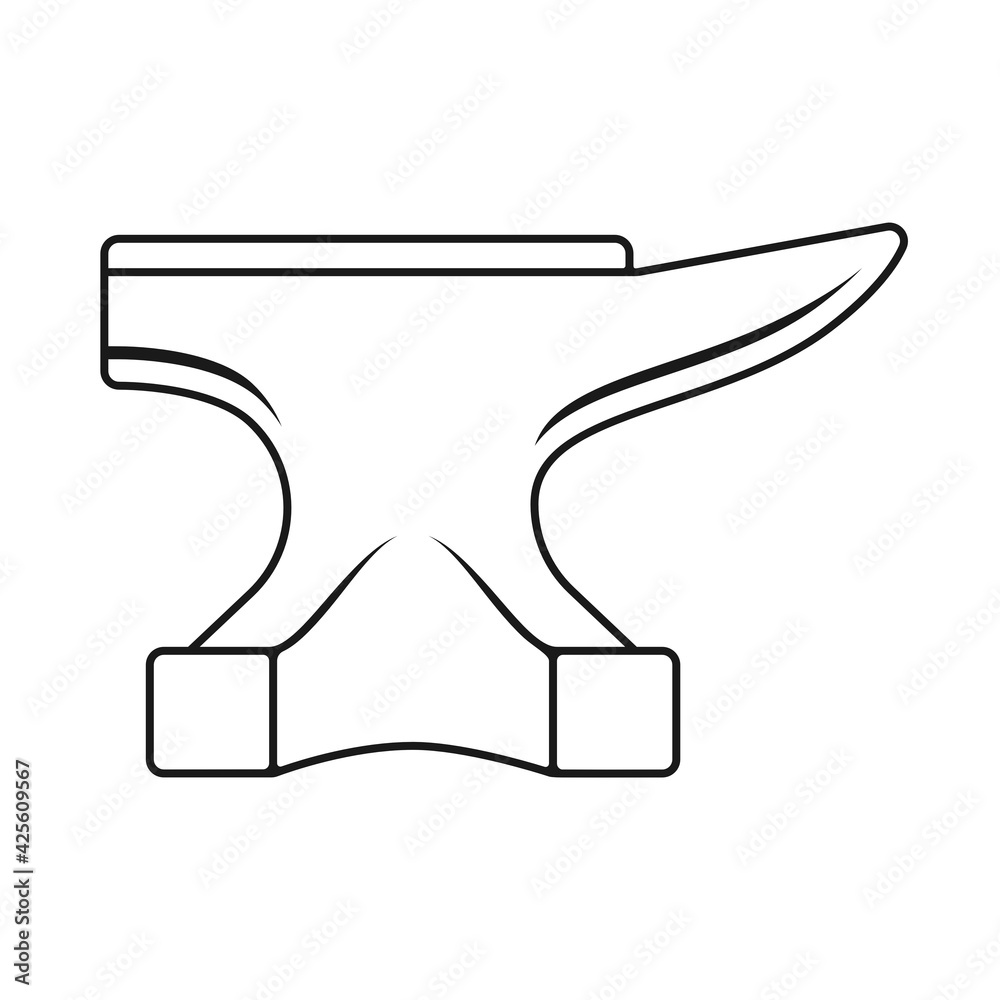 Blacksmith iron anvil for forging metal work in vector line drawing Blacksmith iron anvil for forging metal work in vector line drawing