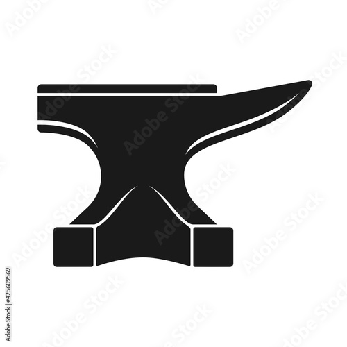 Blacksmith iron anvil for forging metal work in vector silhouette