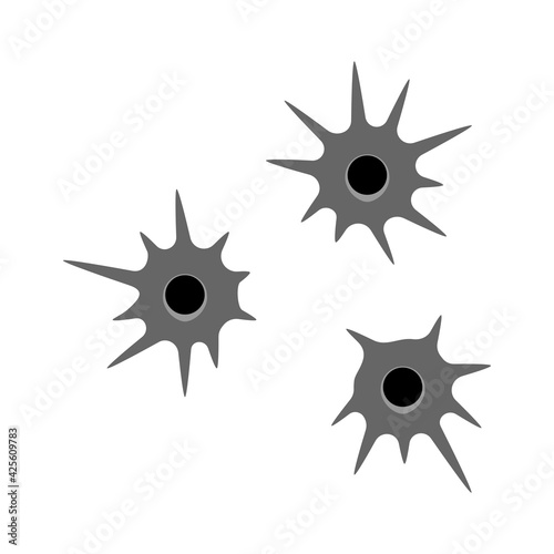 Bullet holes or gunshot holes in isolated vector icon