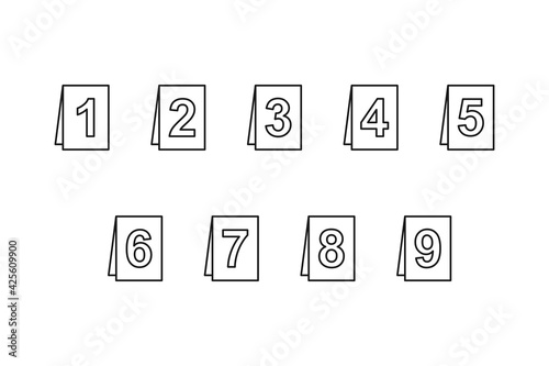 Set of crime scene evidence markers or police markers in vector outline