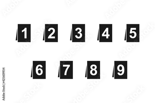 Set of crime scene evidence markers or police markers in vector silhouette