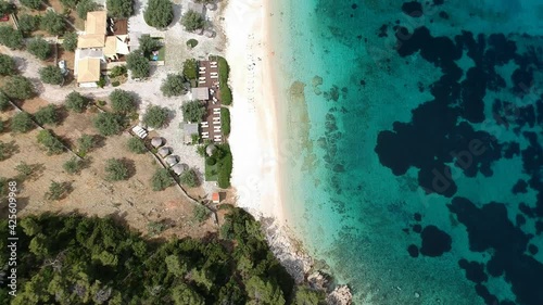 Aerial view over the rocky beach Leftos Gialos in Alonissos island, Sporades, Greece photo