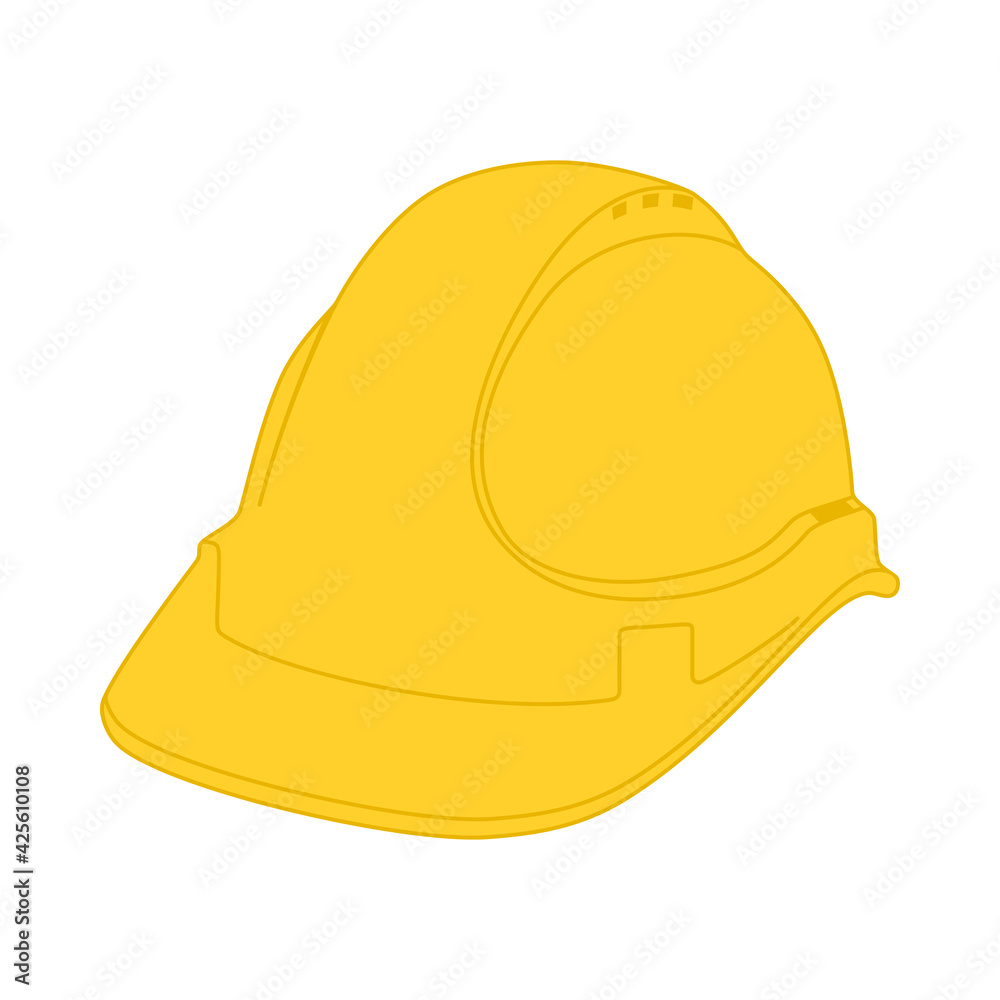 Fototapeta premium Yellow hard hat or safety helmet for construction worker protection in vector icon
