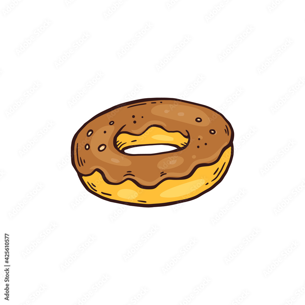 Delicious sweet donut with sugar chocolate glaze cooking in bakery or home. Delicious sweet donut with sugar chocolate glaze cooking in bakery or home.