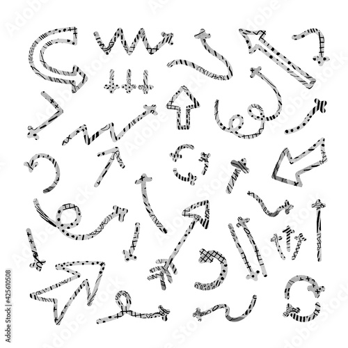 Abstract set with hand drawn arrows and direction pointers