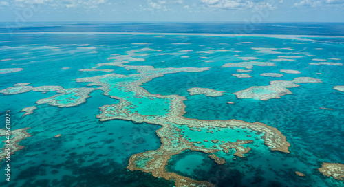 Fototapeta Naklejka Na Ścianę i Meble -  Great barrier reef from the sky in Australia