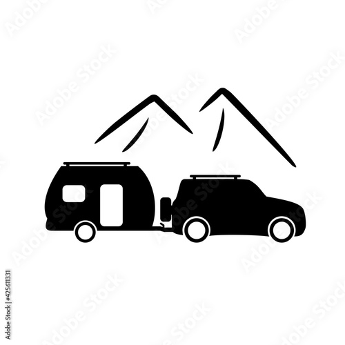 Trailer or mobile house icon. Mobile home, camping