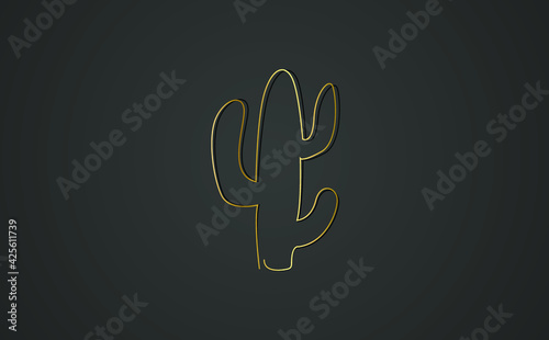 One continuous line drawing of tropical thorny cactus plant. Modern single line graphic draw design vector illustration