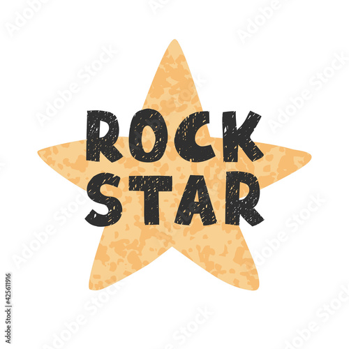 Rock star - fun hand drawn nursery poster with lettering