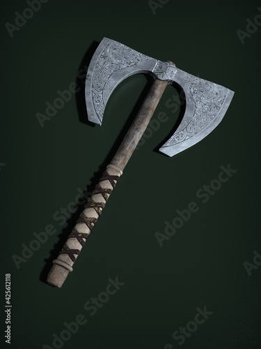 An ancient battle axe. 3d illustration