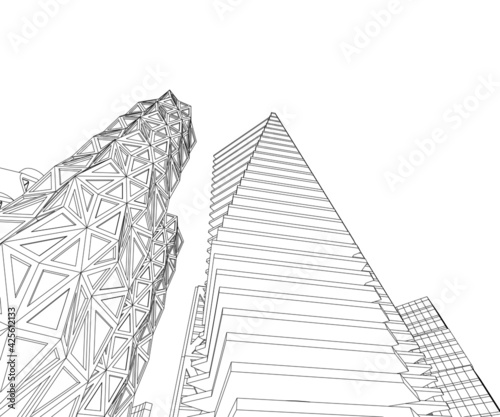 abstract buildings architectural drawing 3d