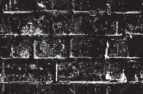 Seamless pattern with black abstract brick wall. Vector texture, suitable for wallpaper, wrapping paper, fabric. Black and white repeating background with shabby brickwork in the grunge style