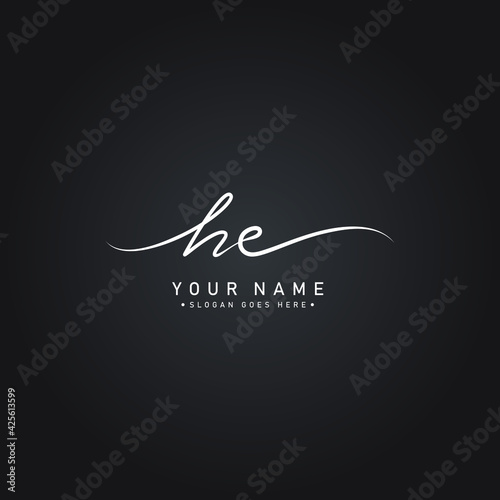 Initial Letter HE Logo - Hand Drawn Signature Logo