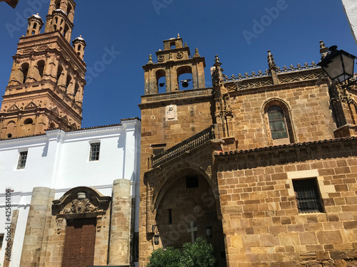 Llerena, Spain; 09 02 2019: This is the facade of the Iglesia Mayor de Nuestra Señora de la Granada located in the center of Llerena. photo