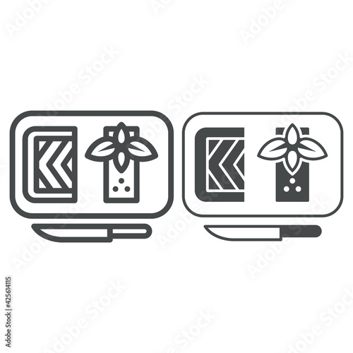 Pate a la foie gras line and solid icon, french food concept, pate dish vector sign on white background, pate dish outline style for mobile concept and web design. Vector graphics.