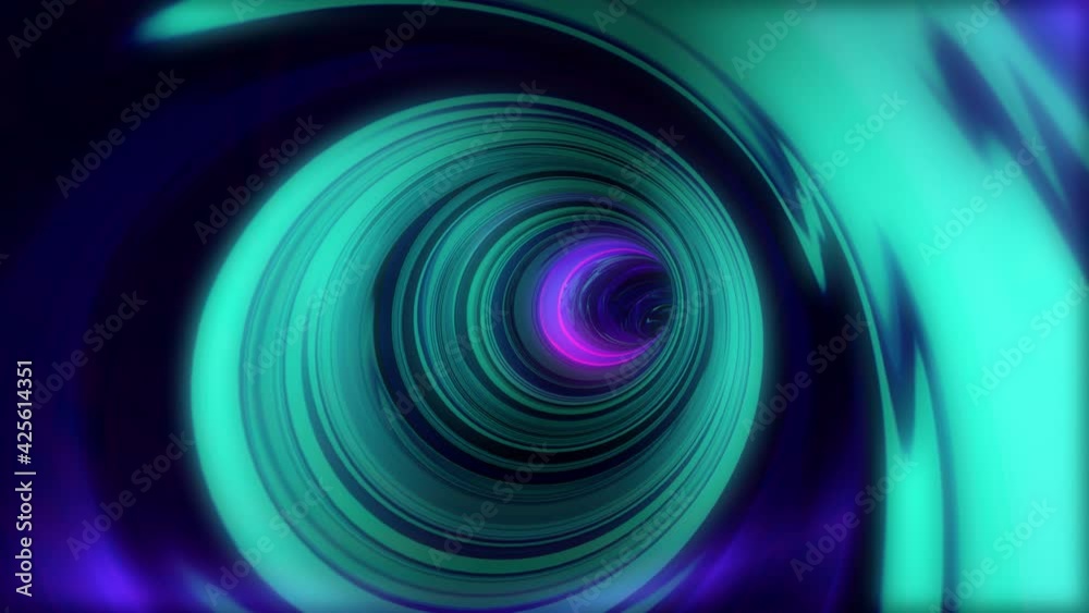 3d animation neon wormhole tunnel abstract