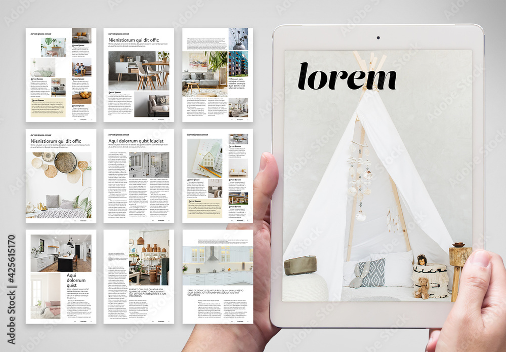 Interior Design Digital Magazine Layout Stock Template | Adobe Stock