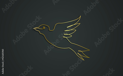 One continuous line drawing of cute hummingbird for company business logo identity. Little beauty bird mascot concept for conservation national forest. Single line draw vector design illustration