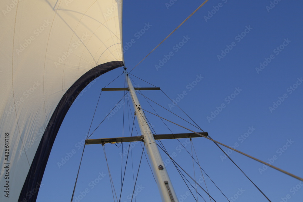 Beautiful white sale with blue sky on background Beautiful white sale with blue sky on background