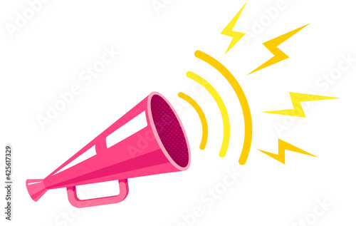 Vector vintage poster with retro pink megaphone.