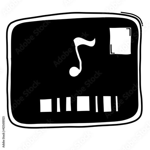 Audio and subtitle on screen doodle vector icon. Drawing sketch illustration hand drawn line eps10