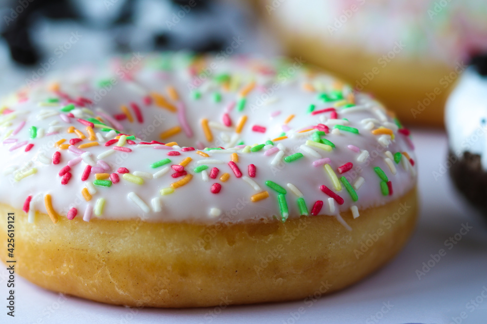 Ring donut with white glaze Ring donut with white glaze