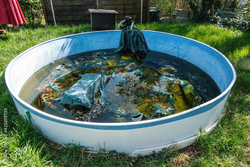 Fototapeta premium a dirty pool after the winter
