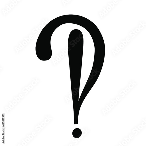 Interrobang. Interrogative and exclamatory signs punctuation mark, ligature. illustration of questions flat design icon isolatedHand drawn illustration on white background.For cards, posters, stickers