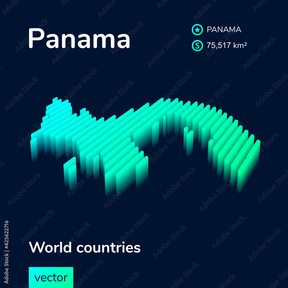 Vecteur Stock Stylized neon simple digital isometric striped vector ...